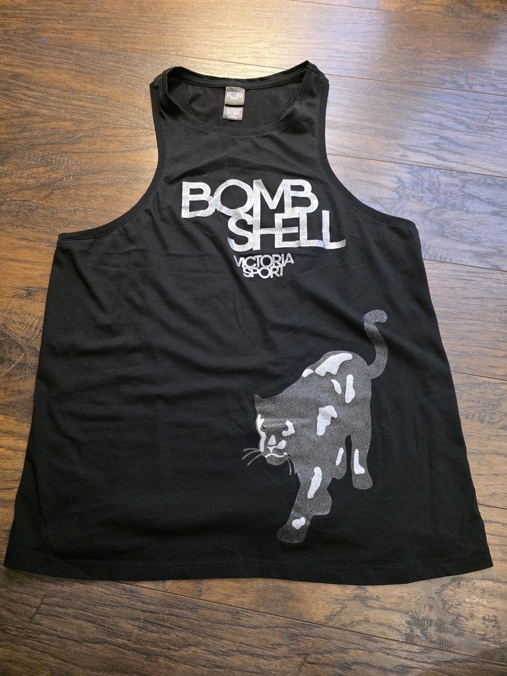 Victoria Sport Women's Black 'Bombshell' Muscle Tee with Cat Graphic